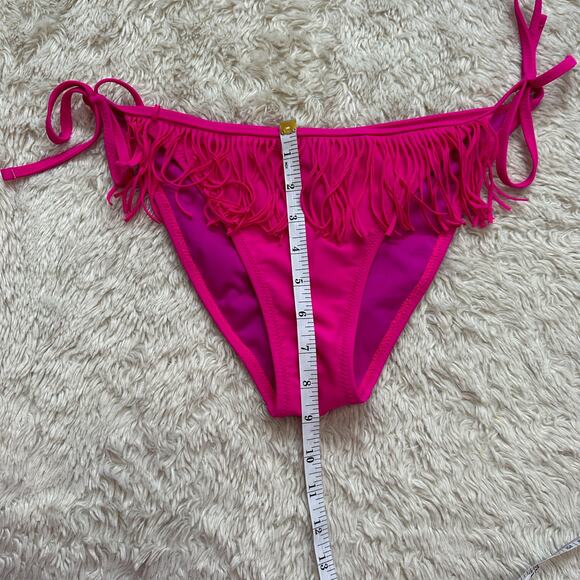 Small / Medium Hot Pink Fringe Bikini Bottom Swimsuit Swim - Picture 5 of 5